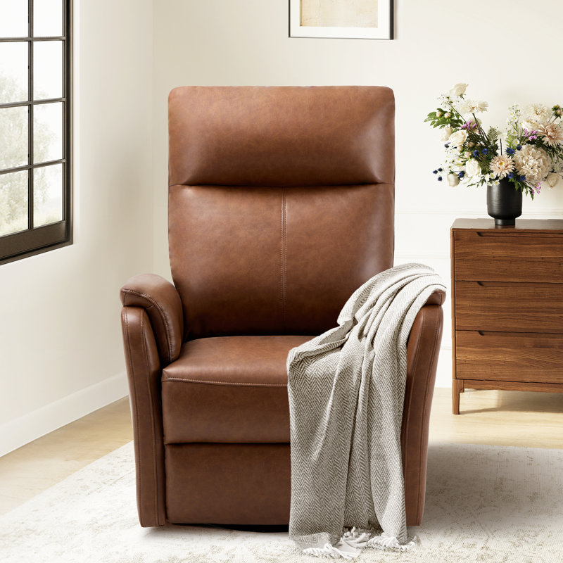 Fauteuil inclinable et pivotant en cuir respirant, Cacao