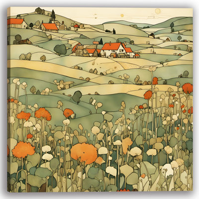 Pastoral Countryside with Wildflowers Wrapped Canvas Wall Art
