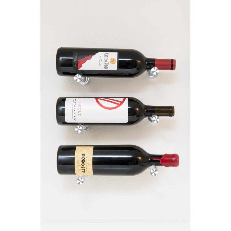 Support à vin mural pour 3 bouteilles Iowa, Aluminium fraisé