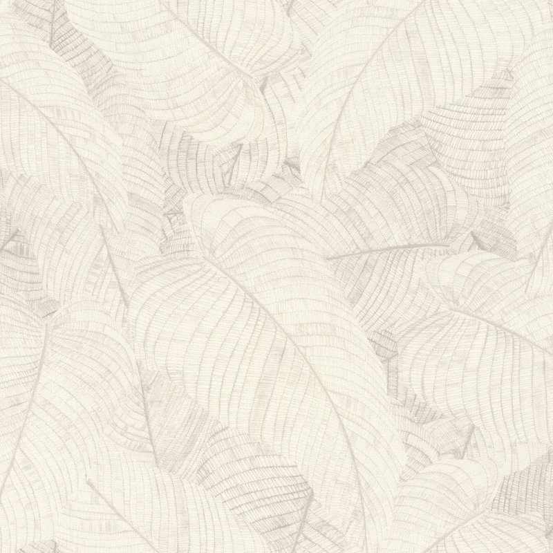 Papier peint feuilles Zepeda, Crème, crème
