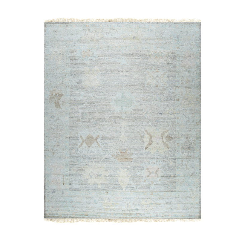 Tapis ivoire en soie naturel naturel noué à la main ivoire, Rectangle de 10 pi x 14 pi