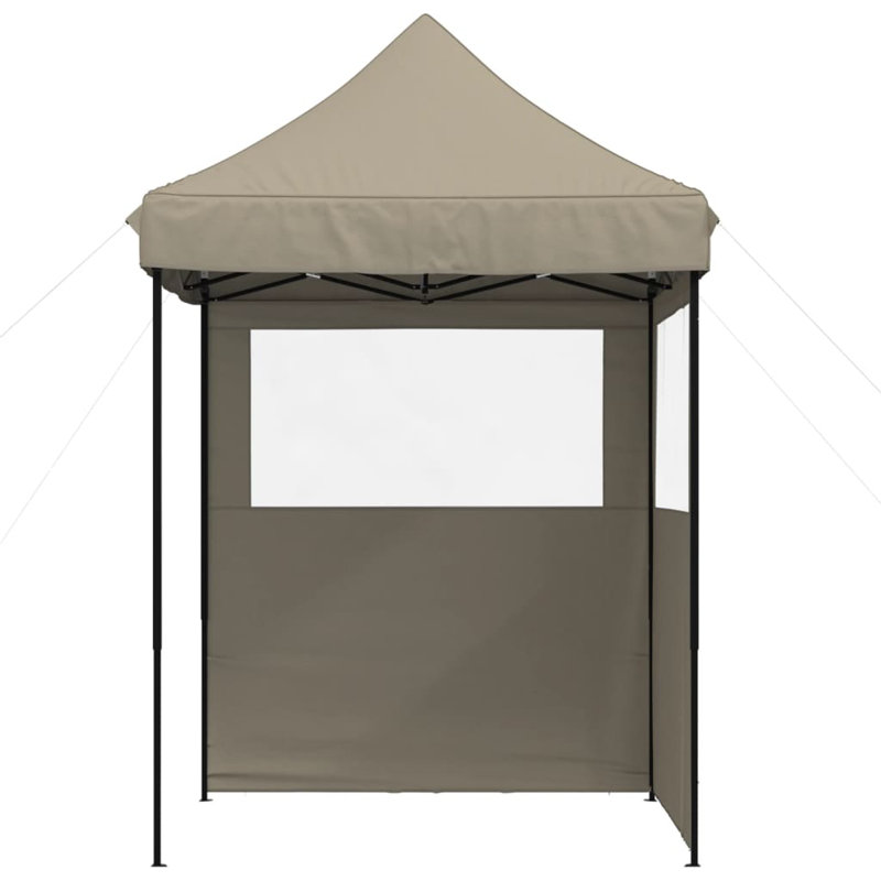 Vidaxl Foldable Party Tent Pop-Up With 2 Sidewalls, 306cm H x 200cm W x 200cm D, Black, Taupe