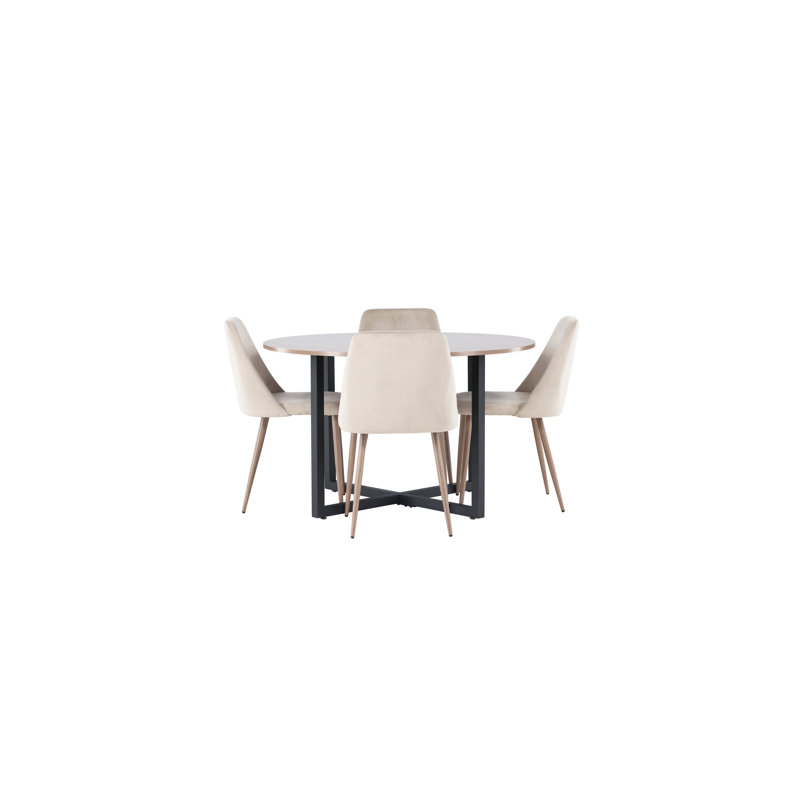 Vazquez 4 - Person Dining Set, Brown, Brown
