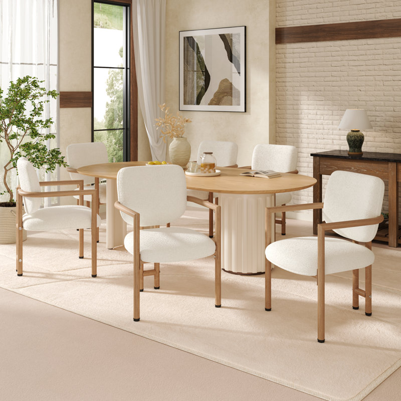 46 cm H Boucle Armchair in Beige