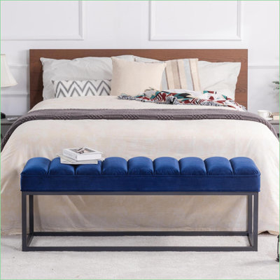 Banc, base en métal rembourré pour vestibule de chambre à coucher, l 53,54 po | Métal