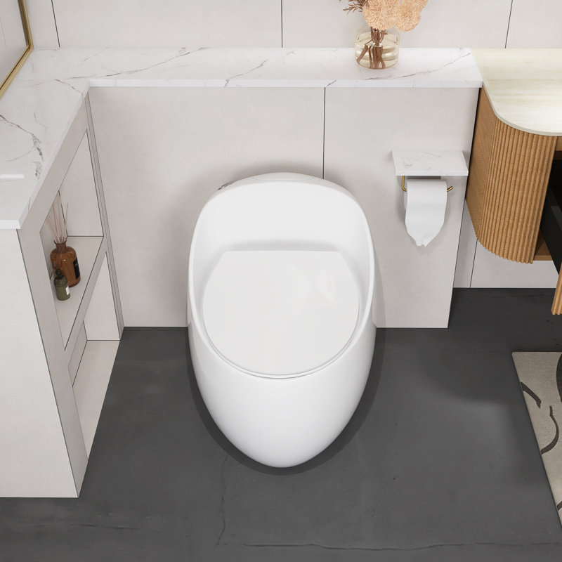 Toilette 1 pièce en céramique à chasse d'eau 1,28 GPF avec siège à fermeture douce, blanc brillant