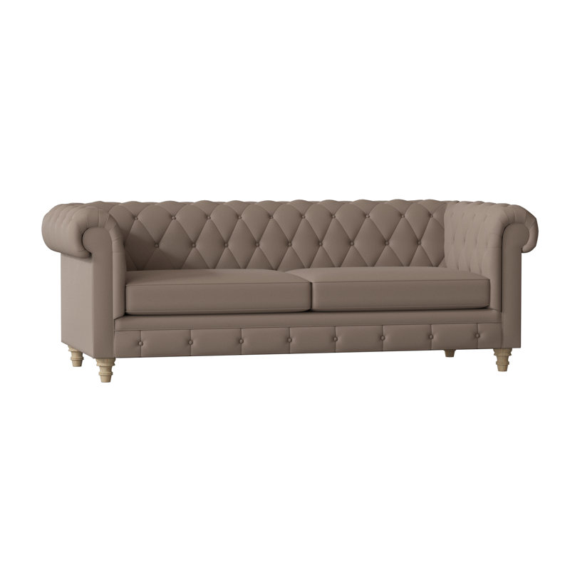 Canapé Chesterfield à accoudoirs roulés, 60 pouces, Naturel, Colombe Hamstead