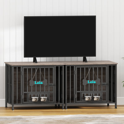 Mobilier pour grande cage pour chien pliable, cage pour chien sans assemblage avec bols réglables et étiquette pour petits, moyens et grands chiens