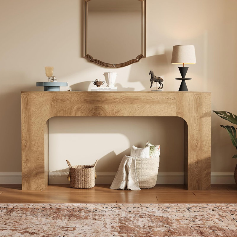 Console Farmhouse, longue table d'entrée en bois derrière le canapé, Bois brun, H 32,87 po x l 47,24 po x P 11,61 po