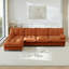 Canapé modulaire modulaire en forme de L de 138 po en forme de L avec repose-pieds 4 places, canapé en chenille profonde avec coussin en treillis confortable décoré, chambre et appartement, orange