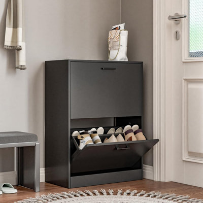 Shoe Cabinet with 2 Flip Drawers for Entryway,Hallway, Living Room, Black