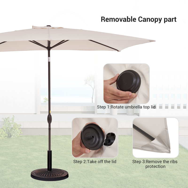 Parasol de marché rectangulaire 10 pi x 6 pi 6 po Lasky, Brun clair