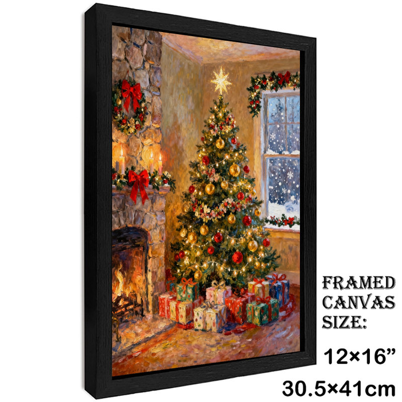 Cadre noir rétro Un salon de Noël plein de chaleur et d'antan, impressions encadrées de style rétro, H 17 po x l 13 po