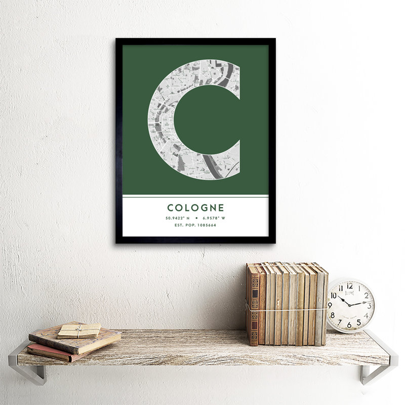 Cologne Germany City Map Green - Single Picture Frame Typography
