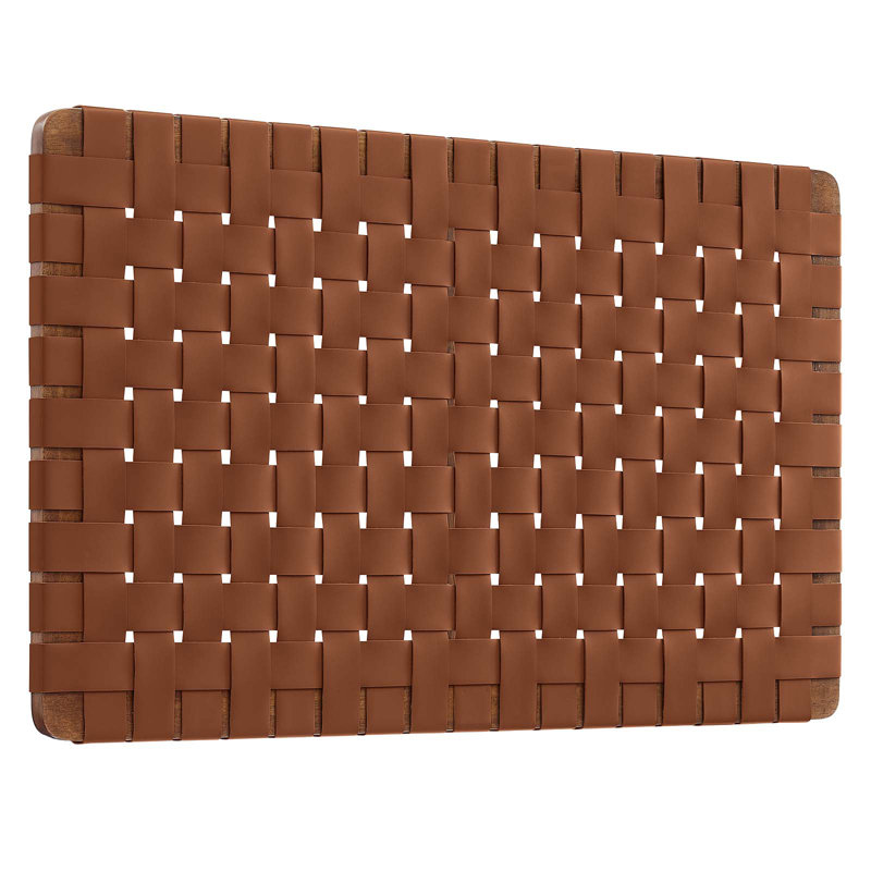 Walnut Brown Faux Leather Woven Twin Headboard