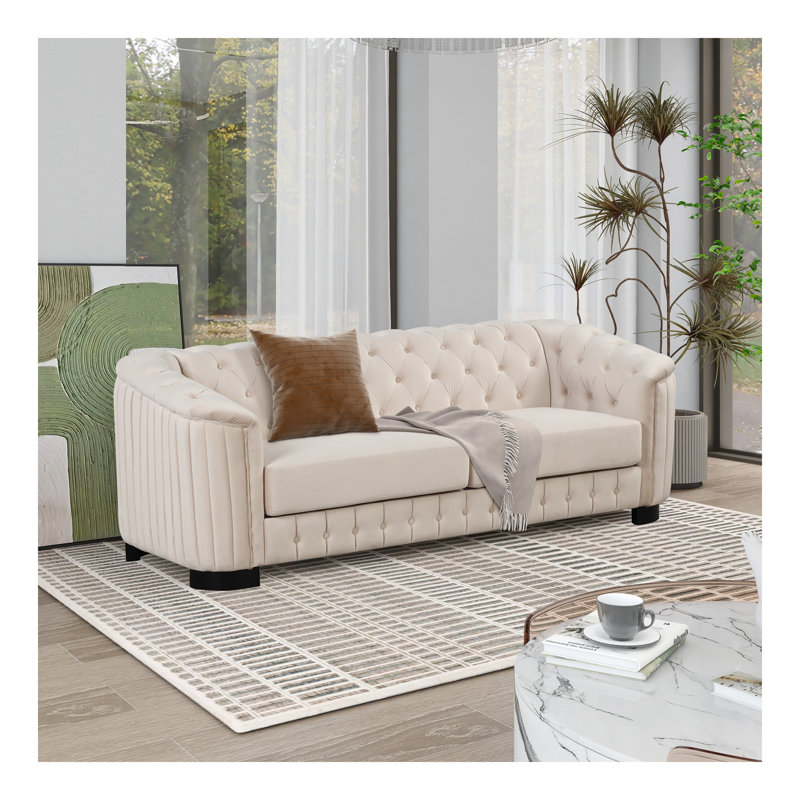Canapé 82,4 po Mid Century Modern, Beige