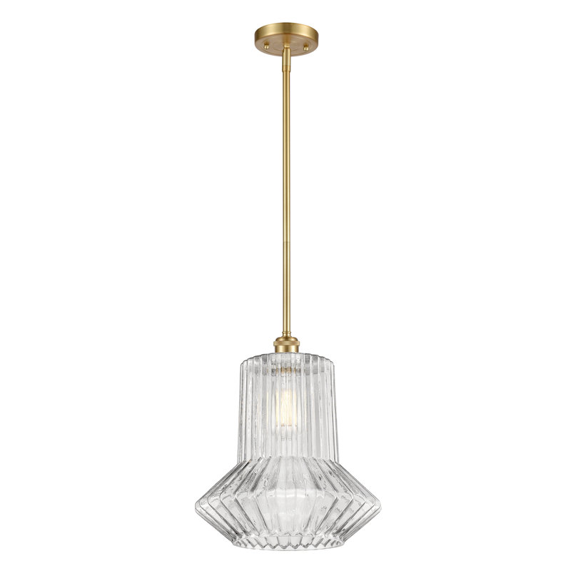 Luminaire suspendu géométrique à 1 lumière Perri, Ampoule DEL 6 watts Vinage, Or satiné