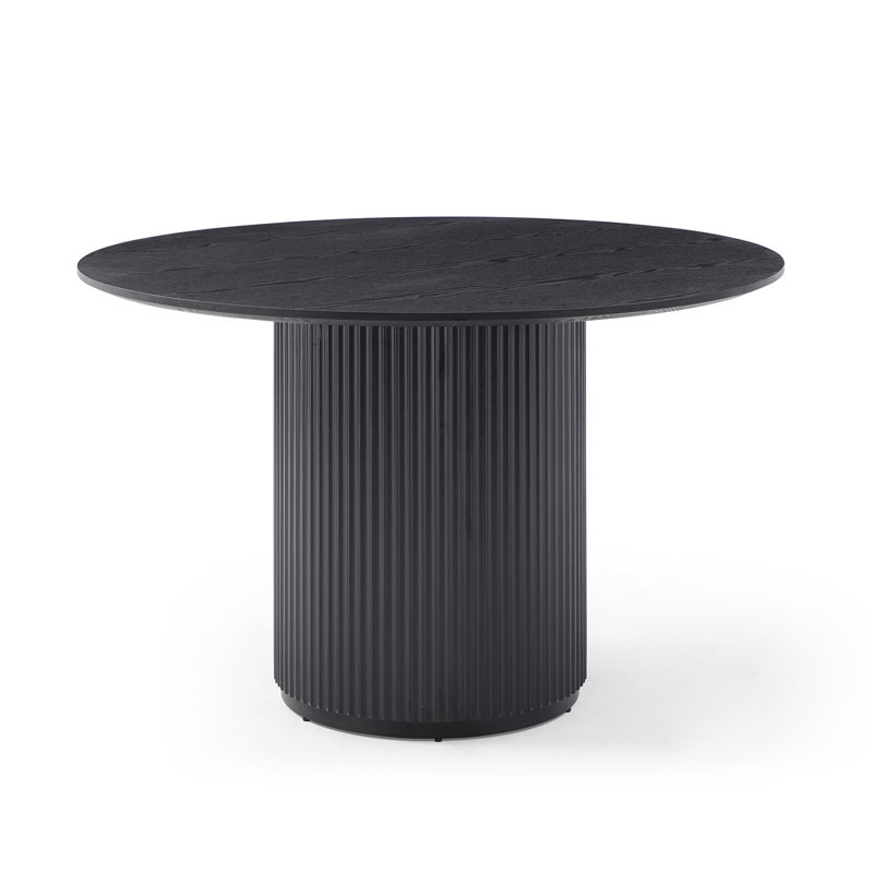 Table de salle à manger Ceballo Mid-Century pour 4 à 6 personnes, H 29 po x L 35,46 po x l 35,46 po, Marbre blanc, Noir