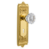 Clear Crystal Interior Mortise Door Knob with Egg & Dart Long Plate