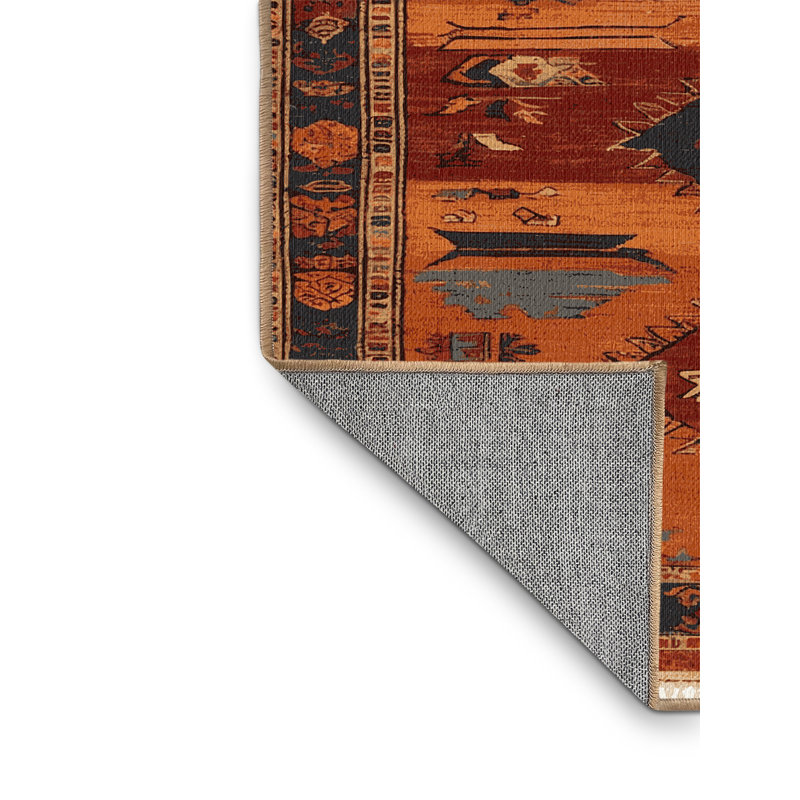 Machine Washable Turkish Brown Area Rug, Round 3'