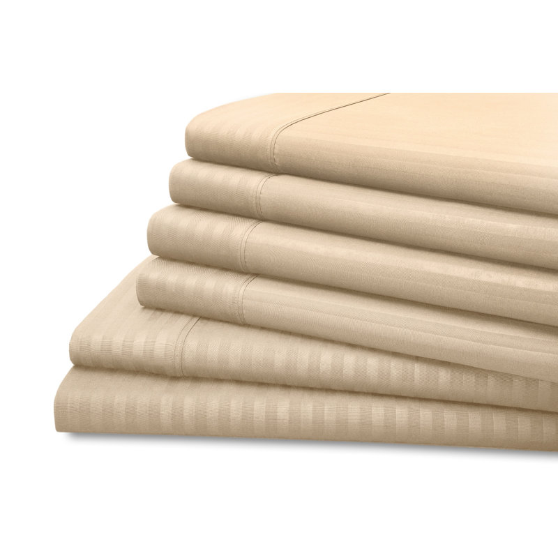 Hotel New York 4 or 6 Piece Dobby Stripe Sheet Set, Ivory, King