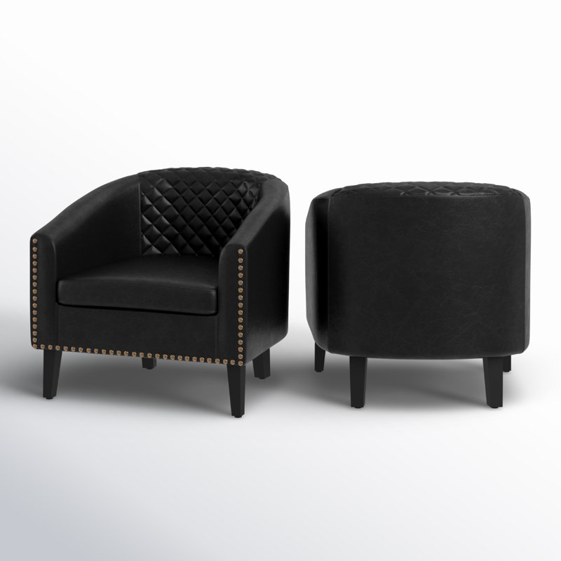 Boney 2- Piece 29" Wide Tufted Faux Leather Barrel Club Chair