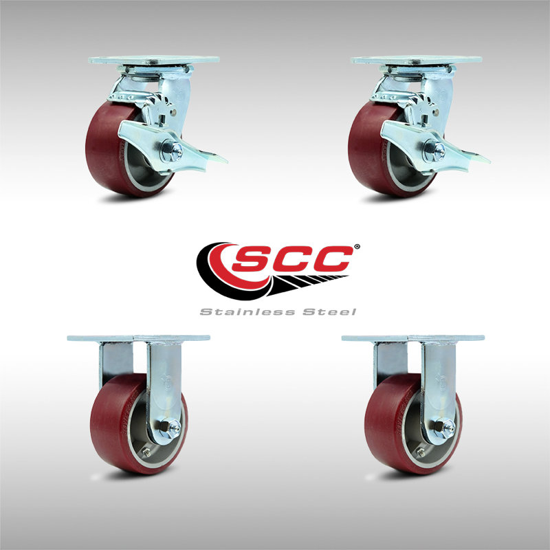 4 Piece Poly on Aluminum Caster Set