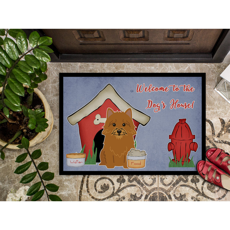 Tapis d'extérieur antidérapant Rochelle Dog House Norwich Terrier, Rectangle 2 pi x 3 pi