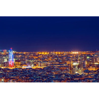 Blencoe Barcelona At Night by Elxeneize - Wrapped Canvas Print