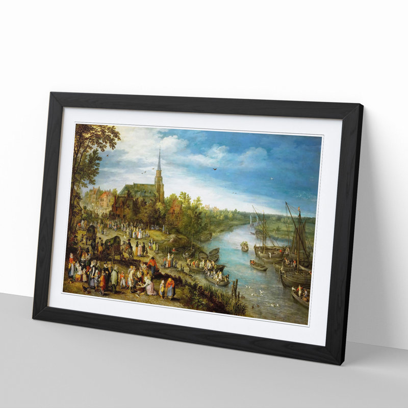 Parish Fair in Schell by Pieter Bruegel the Elder - Picture Frame Painting, 36cm H x 48cm W x 2cm D, Black Framed