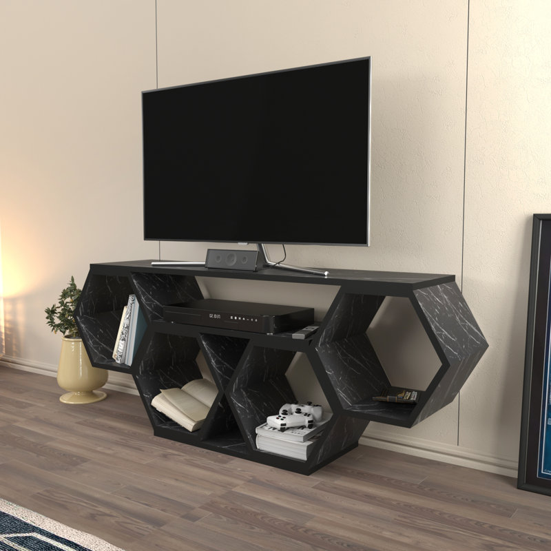 Alecto TV Stand for TVs up to 55", Black Marble Effect