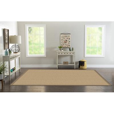 Nannette Handmade Medium Beige Berber with Beige Cotton Border Made in the USA Area Rug