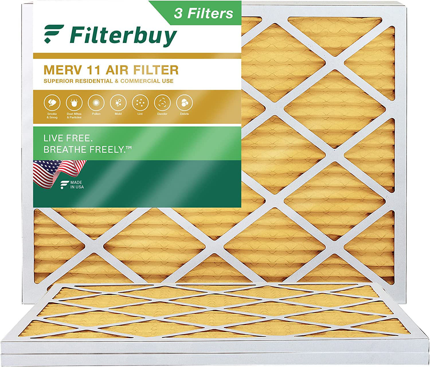 Filterbuy 24x30x1 Air Filter MERV 11, Pleated HVAC AC Furnace Filters