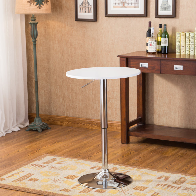 Table haute réglable Coveney, Blanc, Chrome chrome