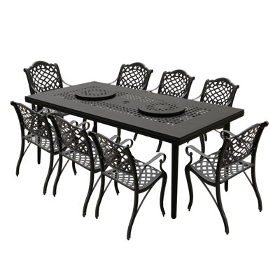 Jacksana 8 - Person Patio Dining Set Umbrella Hole Included Rectangular Table