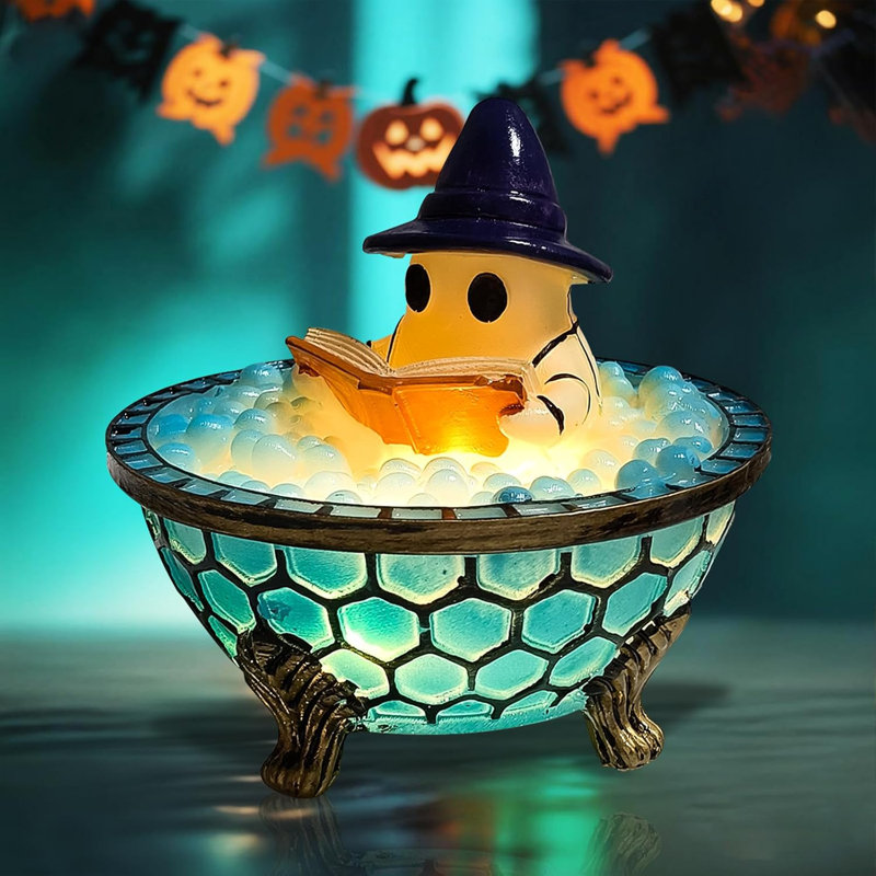 2025 Halloween lampe de bain à bulles fantôme, veilleuse de baignoire fantôme mignonne pour le décor de la salle de bain, veilleuse livre de lecture de la saison effrayante, Halloween Home Decor