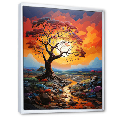 Baobab africain avec des couleurs de l'arc-en-ciel - reproduction d'art sur toile, arbre baobab