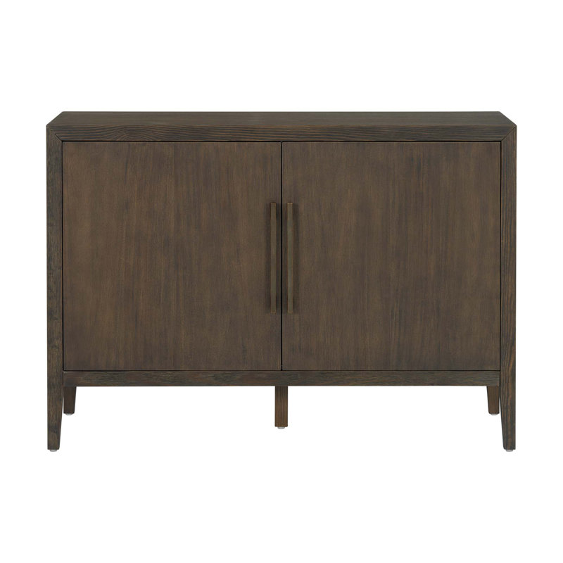 47.25-Inch Farmhouse Sideboard With Pine Veneer And 2 Doors,Retro Buffet With Adjustable Feet, Dark Brown