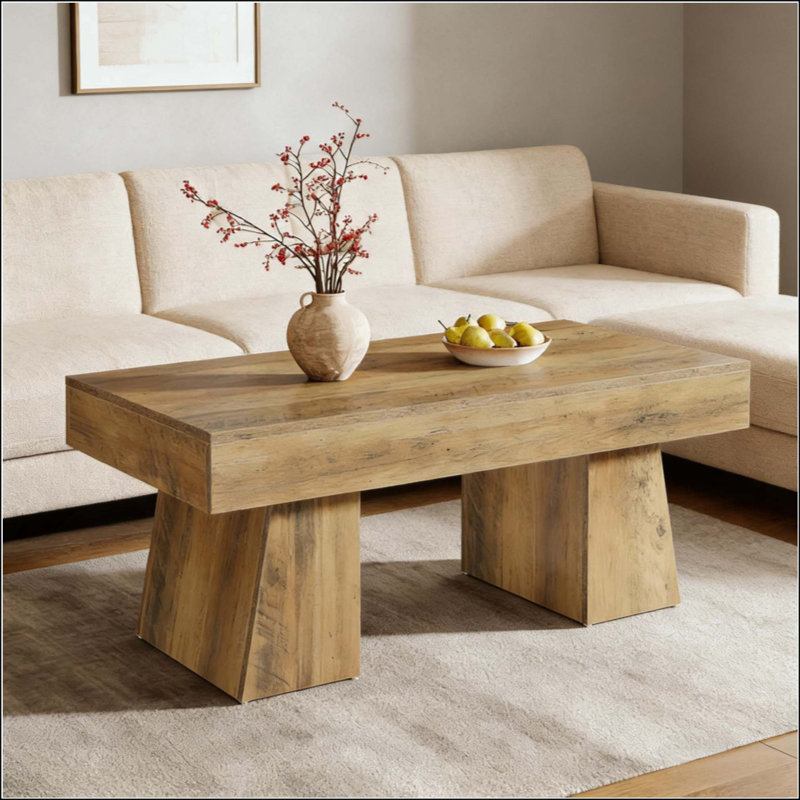 Table de salle à manger en bois, table de centre rectangulaire, table basse spacieuse