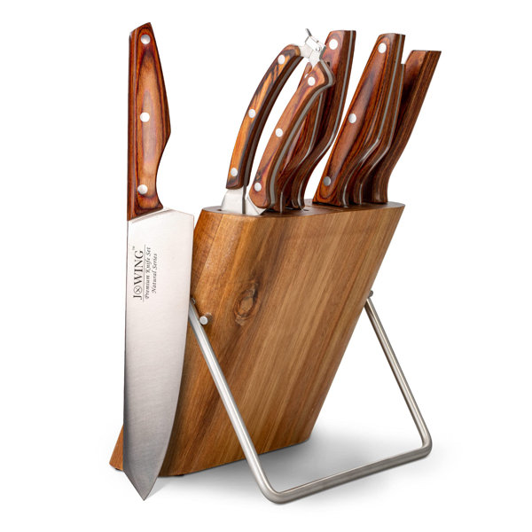 GATESUER 6 Piece High Carbon Stainless Steel Knife Block Set