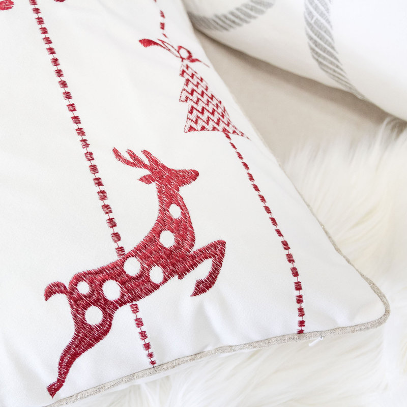 Emma 20x20" Holiday Embroidered Throw Pillow