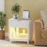 1 - Drawer Led Nightstand With Storage, End Table With Built In Light