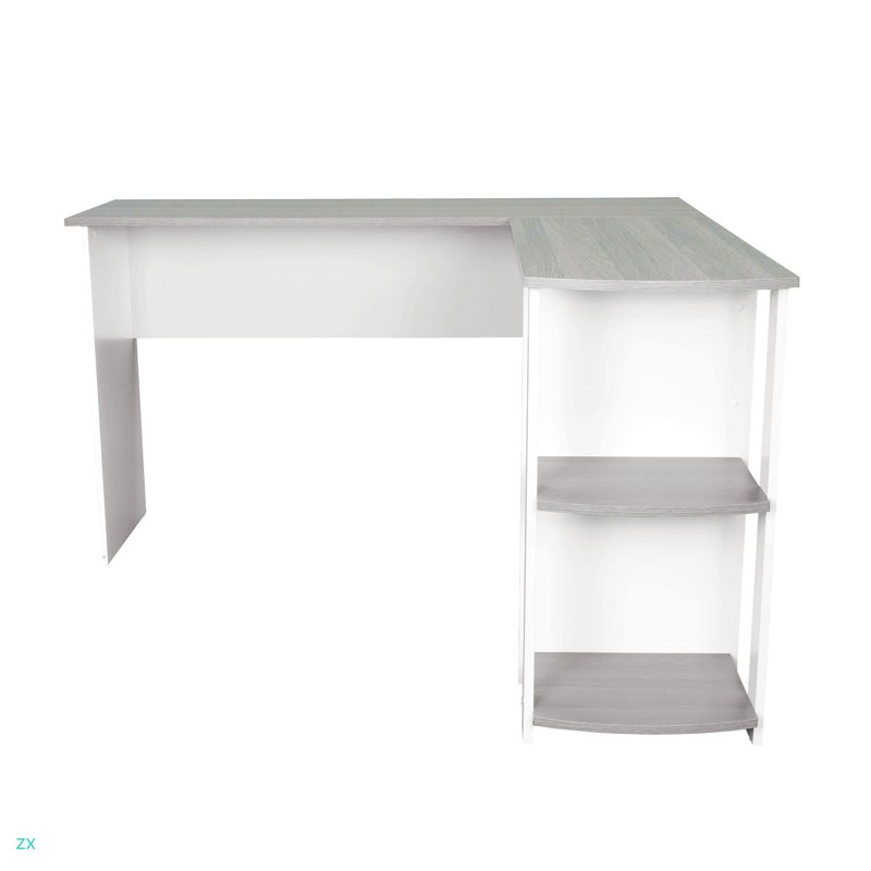 Bureau moderne en L avec tablettes latérales