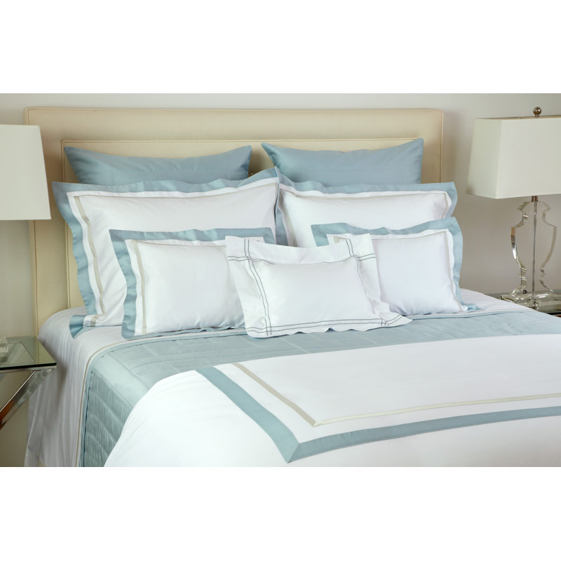 Palm Beach Sateen Fitted Sheet, King, White/Navy