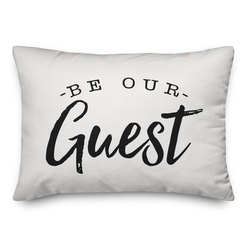  Be Our Guest Bold Outdoor Rectangular Pillow Cover & Insert, Off White/Black