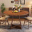 Table de salle à manger ronde pour 4, table de salle à manger de style campagnard de 39,4 po avec base en bois renforcée, convient pour la cuisine, le salon, noyer