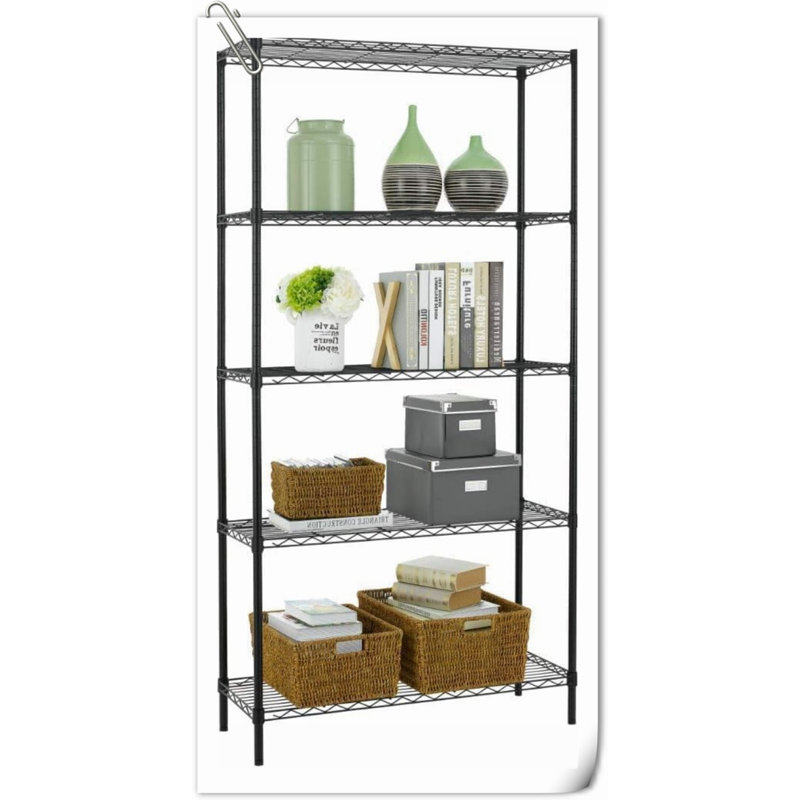 Étagère de rangement en métal l 36 po, Noir, H 72 po x l 36 po x P 14 po