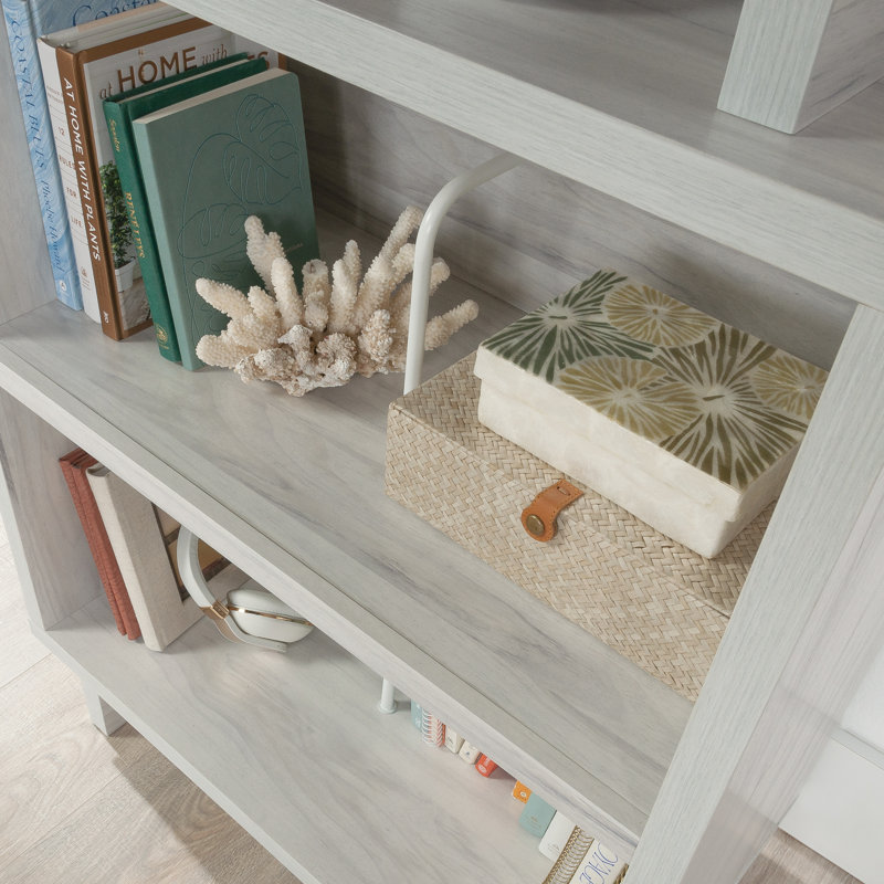 Gray Engineered Wood Bookcase with Cubes and Shelves