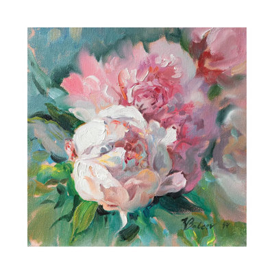Pink Peonies 1 Piece Wrapped Canvas Painting