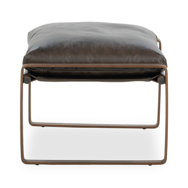 Morgan Top Grain Leather Ottoman, Truffle Brown